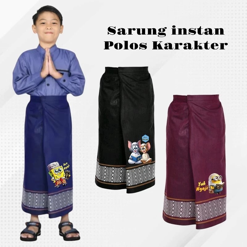 Sarung Instan Font Karakter Anak Laki Laki 2-9 Tahun