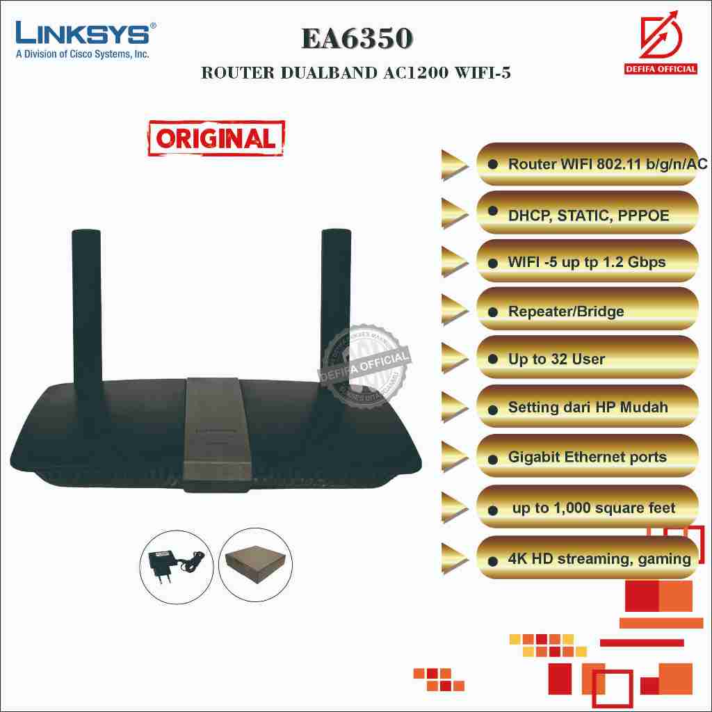 Linksys EA6350 AC1200+ Dual-Band WiFi Router Max Stream Gigabit