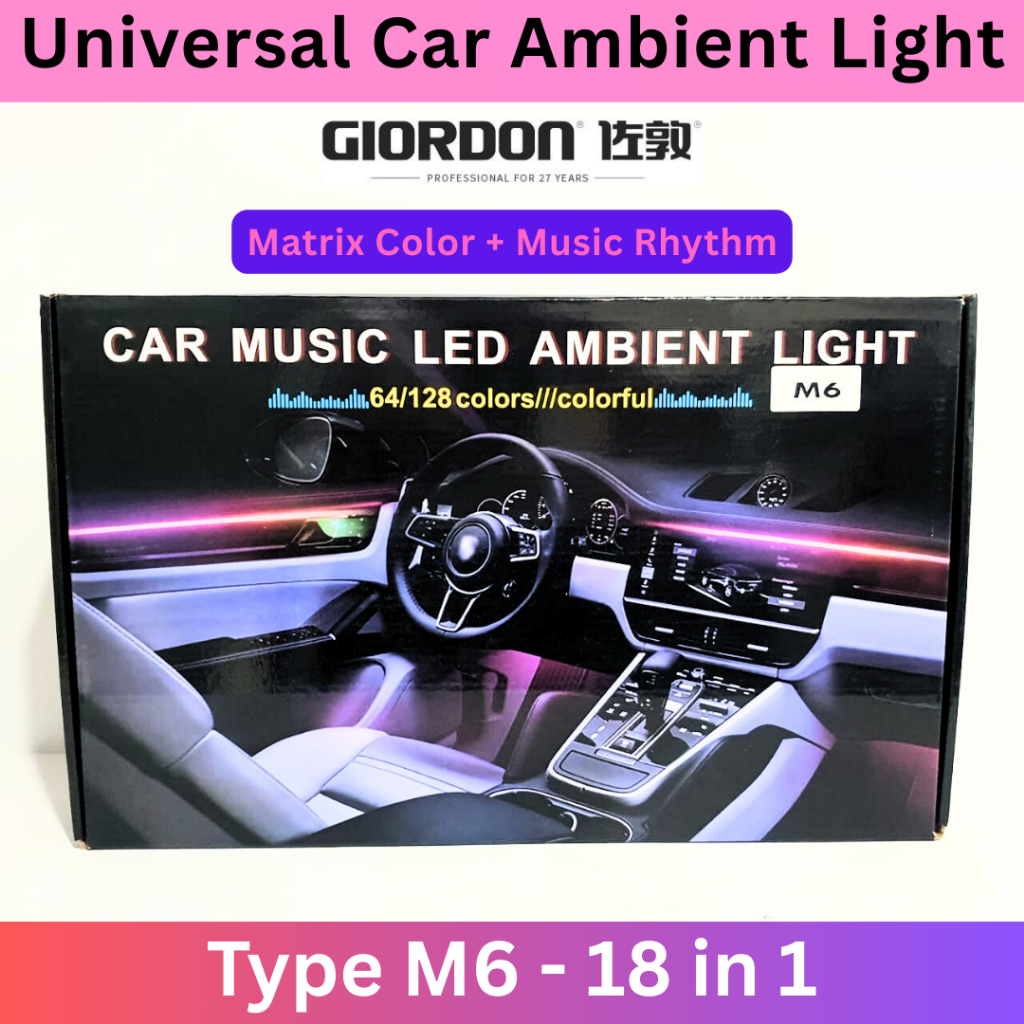 Giordon Universal Car Ambient Light RGB Symphony Light Sound Control Lampu Ambient Mobil Sensor Musi