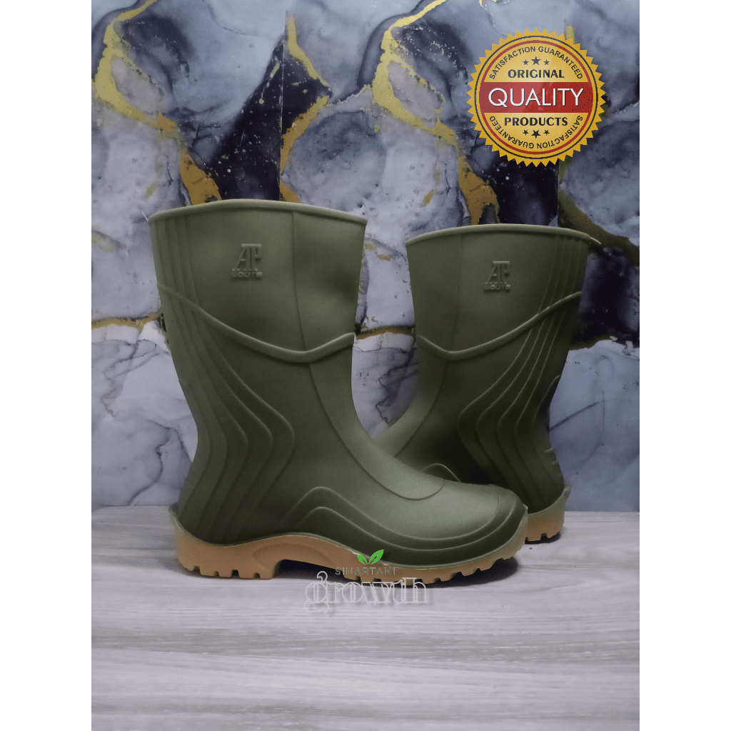 Sepatu Boot Safety Karet AP 2007 Green Ap Boots Pendek Hijau - TWOFEET