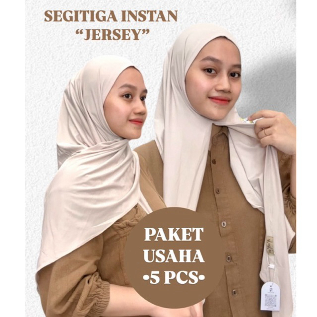 5 pcs segitiga instan jersey / hijab simpel / hijab instan / s3 instan / jilbab pasang