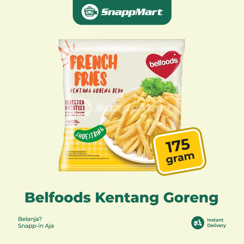 

Belfoods Kentang Goreng French Fries (175 gram) - INSTANT / SAMEDAY - Frozen Food