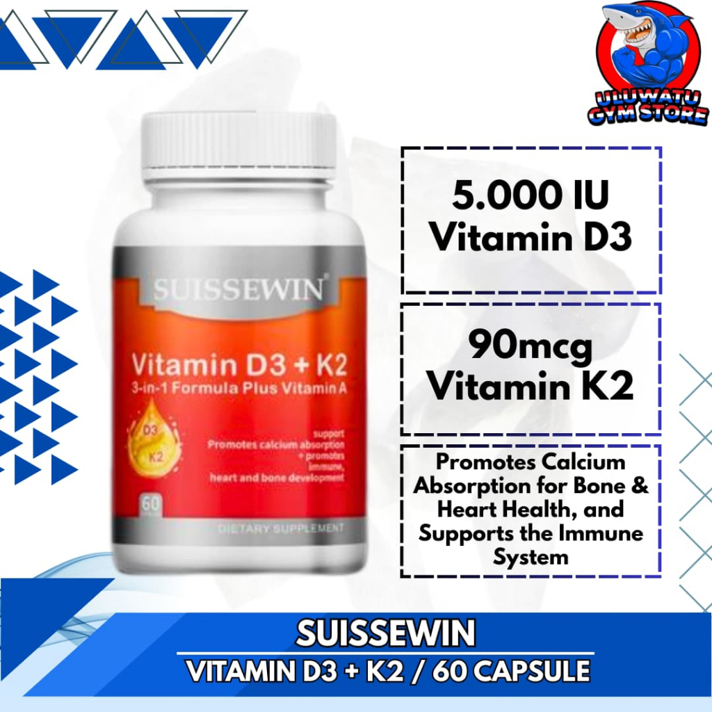 Suissewin Vitamin D3 5000 IU + K2 90 Mcg 60 Capsule D3K2 5000IU