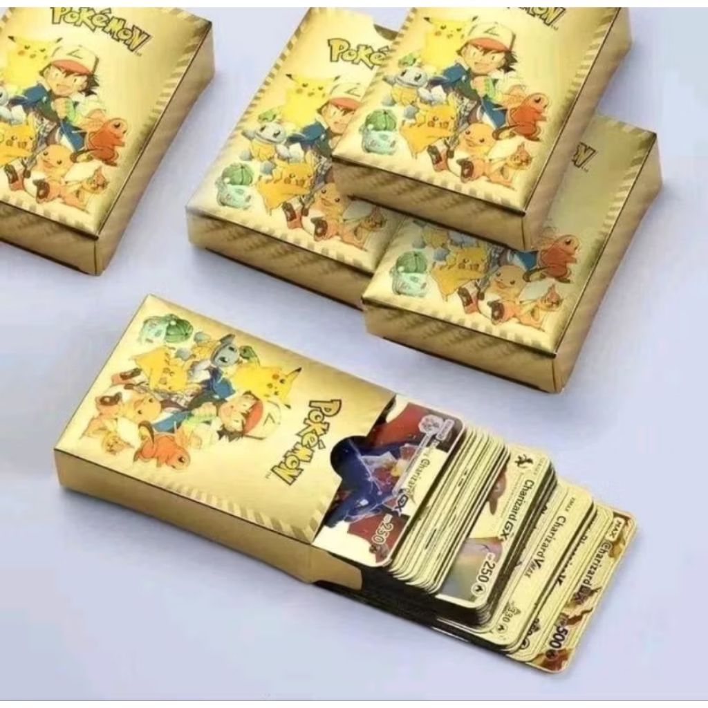 55 PCS Mainan Kartu Pokemon Gold / Pokemon Tranding Card
