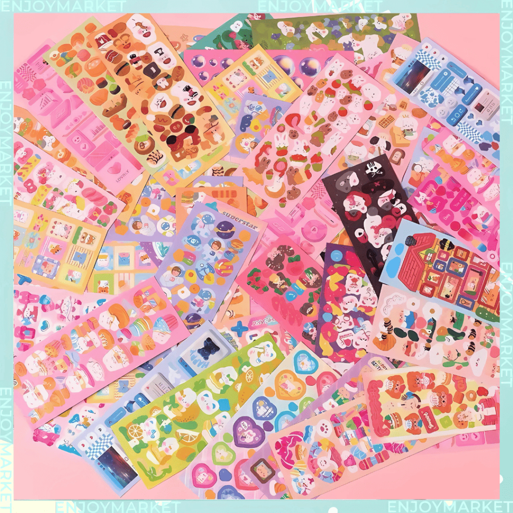

100 Lembar Stiker Pack DIY Gantungan Aklirik Dekor Sleeve Photocard Kpop Sticker Shiny Cartoon