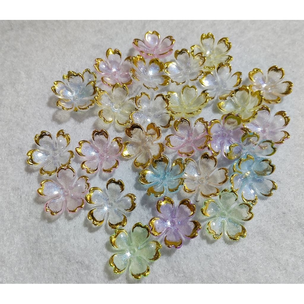 Bunga kelopak akrilik pelangi (harga/bungkus kecil)