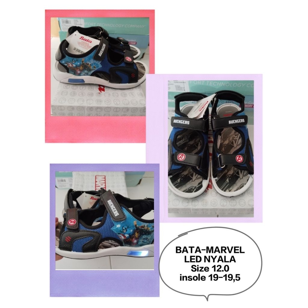 Sendal Sepatu/Sendal Gunung KIDS, Bata-Marvel LED size 12.0