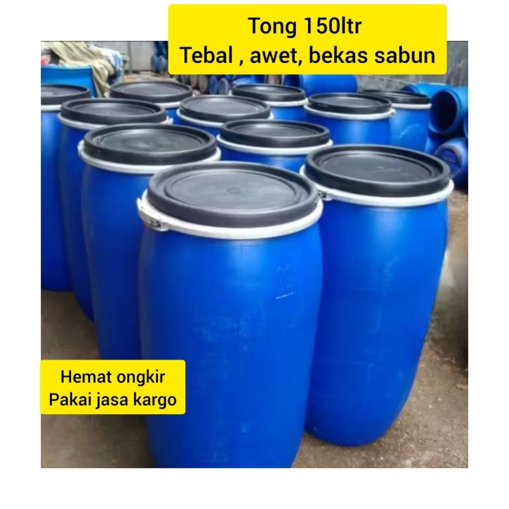 drum plastik 150 liter komplit klem tutup super tebal