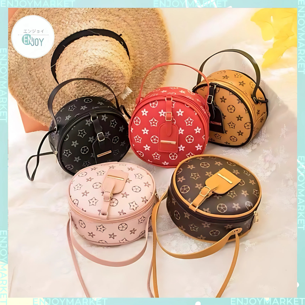 TAS Cewek Selempang Model LV Bulat / 5 Warna
