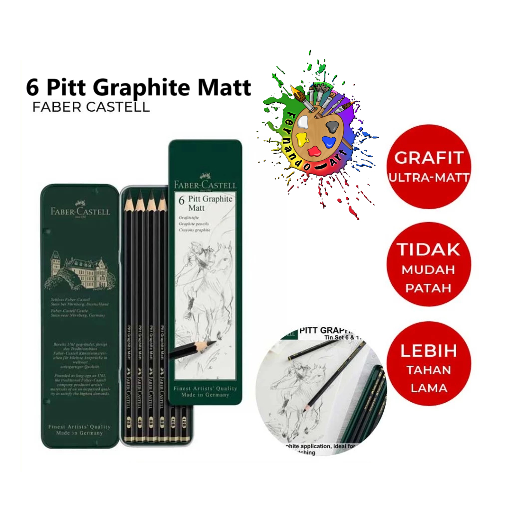 

FABER CASTELL - PENCIL PITT GRAPHITE MATT TIN OF 6 (115207)
