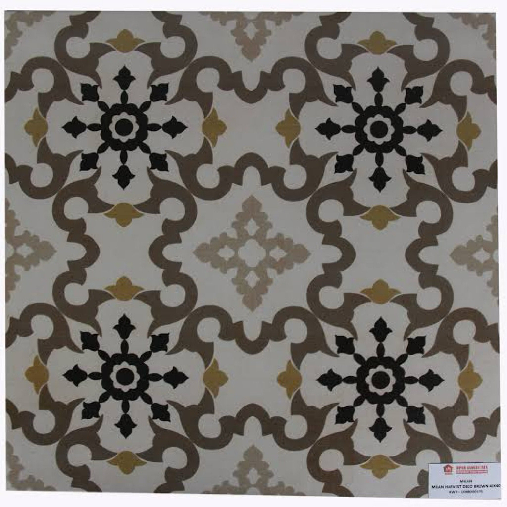 Keramik Teras Garasi Matt Dekoratif Vintage Harvest Deco Brown 40x40