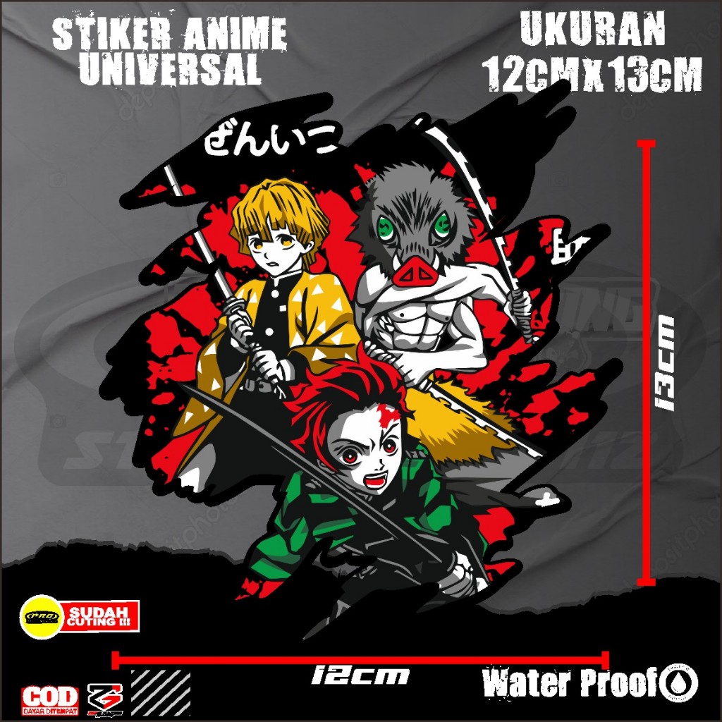 

STIKER UNIVERSAL DEMON SLAYER'S STIKER ANIME NARUTO ANTI AIR ANTI LUNTUR UNIVERSAL STIKER