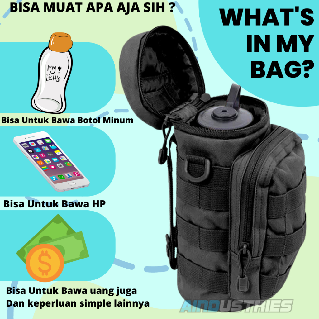 Tas botol minum Pouch Tactical Kuat - Botol Minum 1 Liter Tas Botol Minum Sepeda