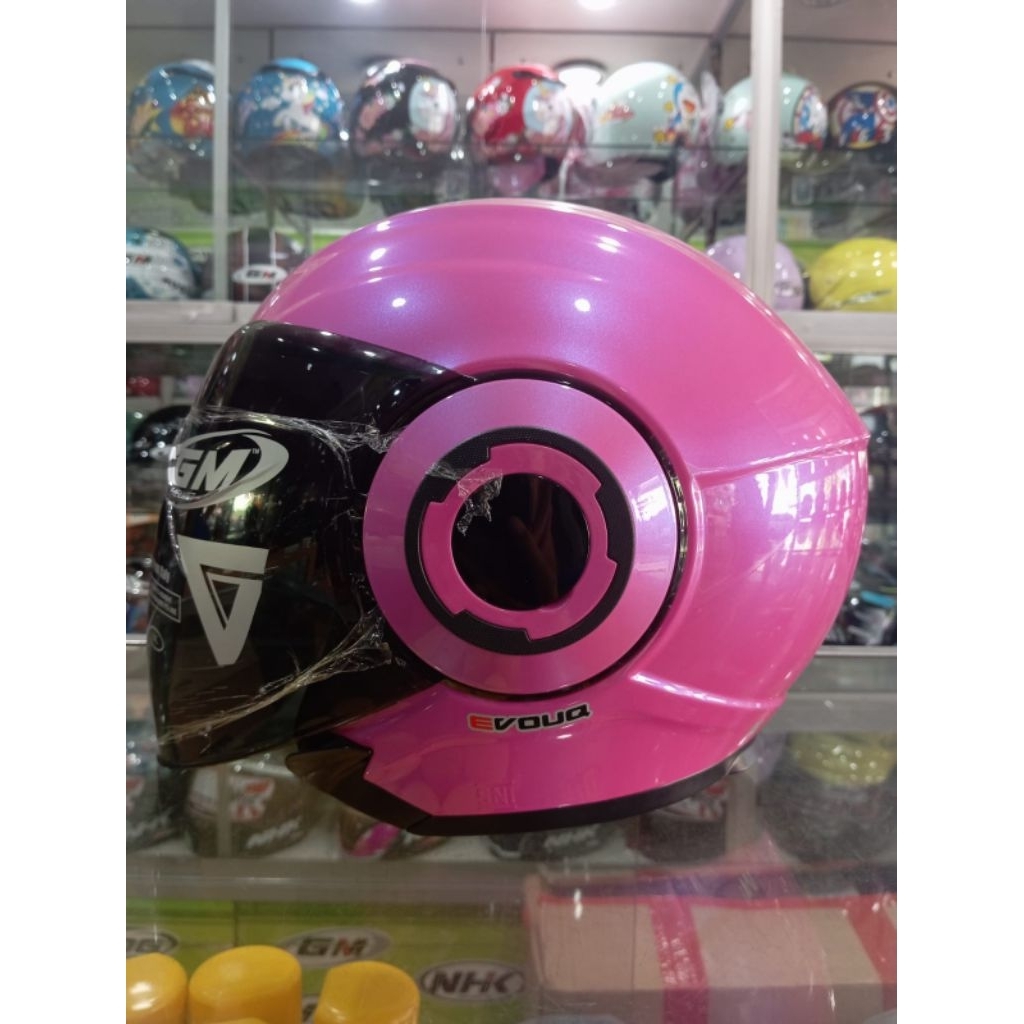 HELM HALF FACE GM EVOUQ POLOS KACA SMOKE HELM DEWASA3