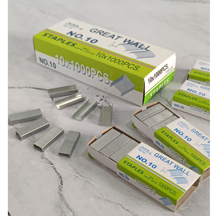 

SATU PACK ( 10 BOX KECIL ) Isi Staples Kecil No. 10 Great Wall