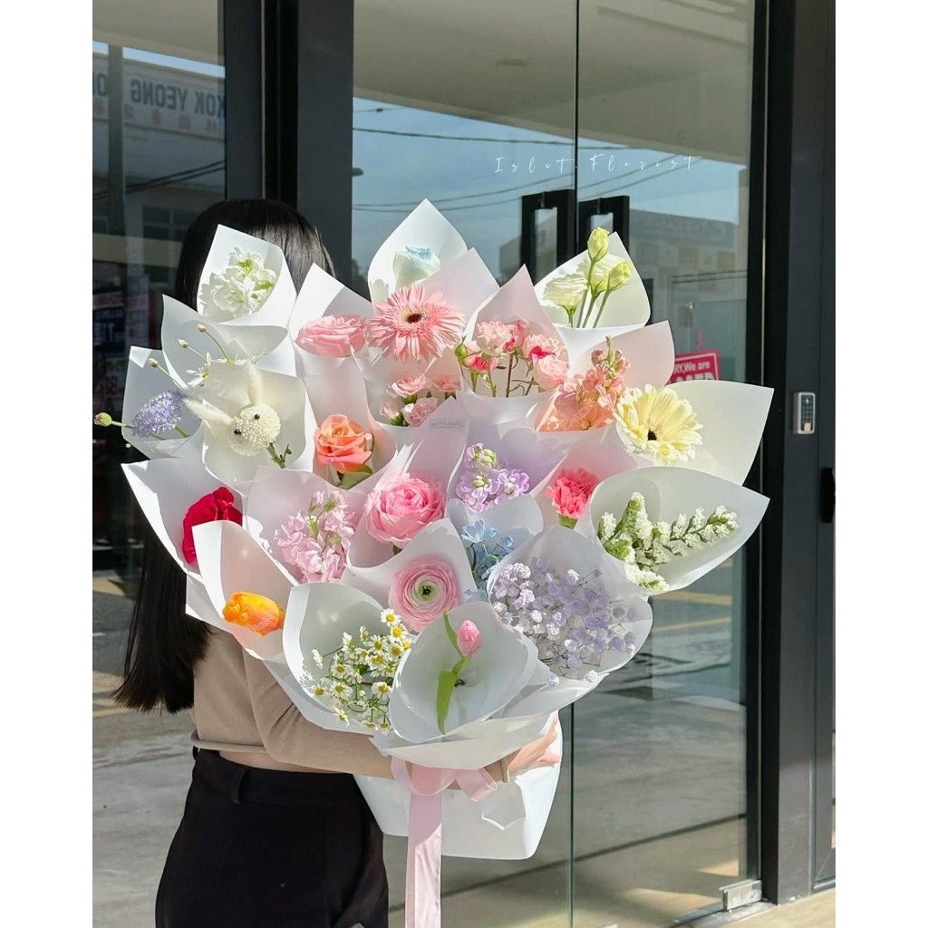 omakase flowers bouquets bucket buket bunga buah segar korean style siap pakai dan kirim order seger