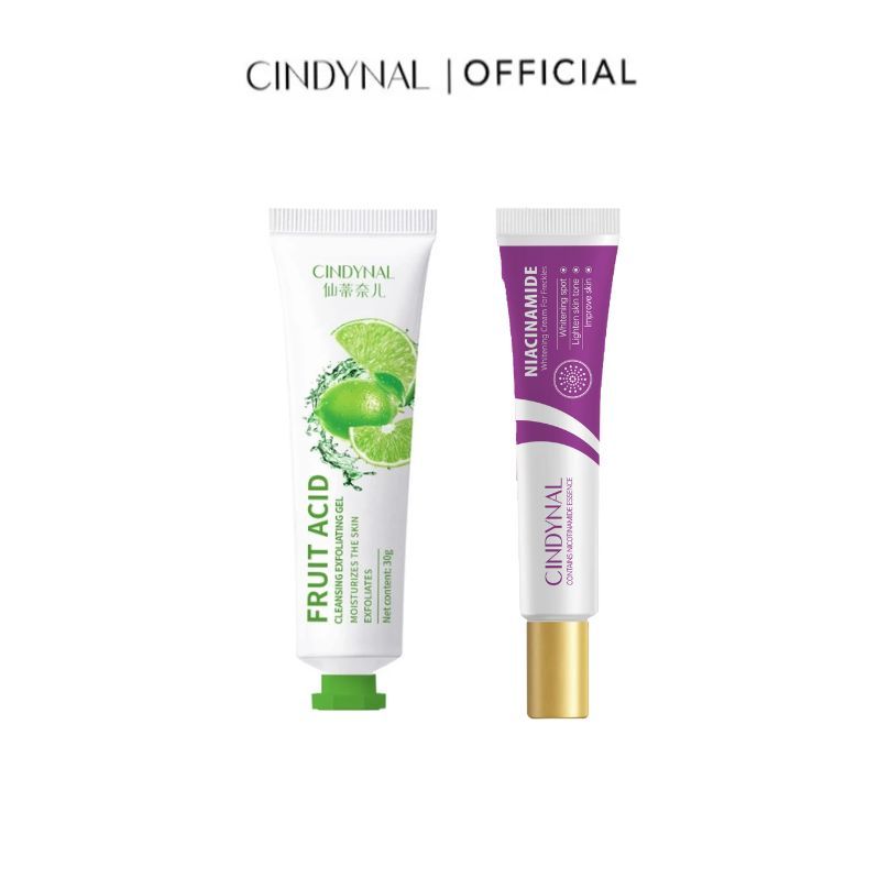 [ BUNDLE 2 PCS ] YZKMSKIN - CINDYNAL BPOM 2 IN 1 Niacinamide Skin Cream Penghilang  & Fruit Acid Cle