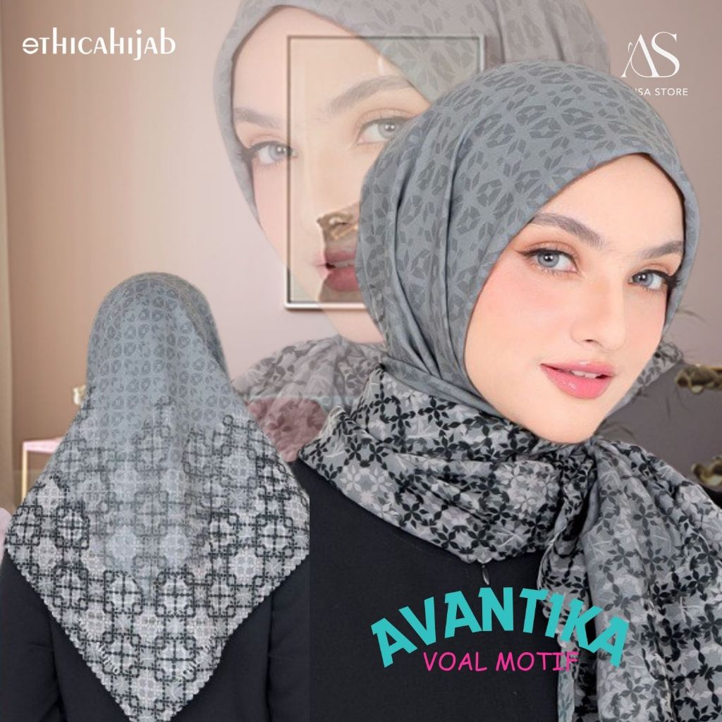 ETHICA HIJAB VOAL MOTIF AVANTIKA BLACK IRISH