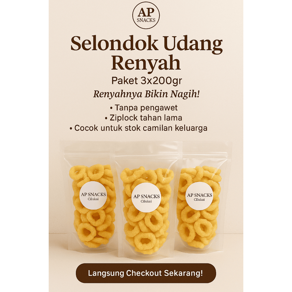 

AP Snack – Lanting Udang Isi 3 Bungkus | Camilan Tradisional Kekinian