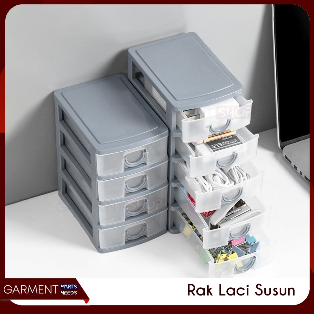 LACI PLASTIK 4 5 SUSUN RAK MEJA KOSMETIK TEMPAT STATIONERY ORGANIZER PENYIMPANAN LACI MINI TARIK