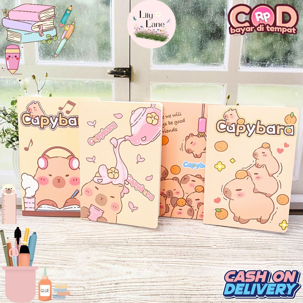 

Buku Tulis Bergaris A5 Capybara Beruang Cokelat - Alat Tulis Peralatan Sekolah Sationery Imut Lucu