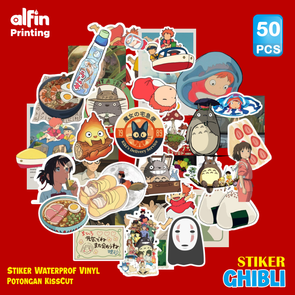

Sticker pack- Stiker Gibli Custom-Vinyl Lami Waterproof/Tahan air/ Stiker laptop/ Stiker helm/Stiker Aesthetic / Murah dan Cepat