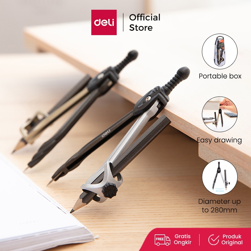 

Deli Jangka Sekolah dengan pensil nyaman dipegang mudah dibawa EG20402