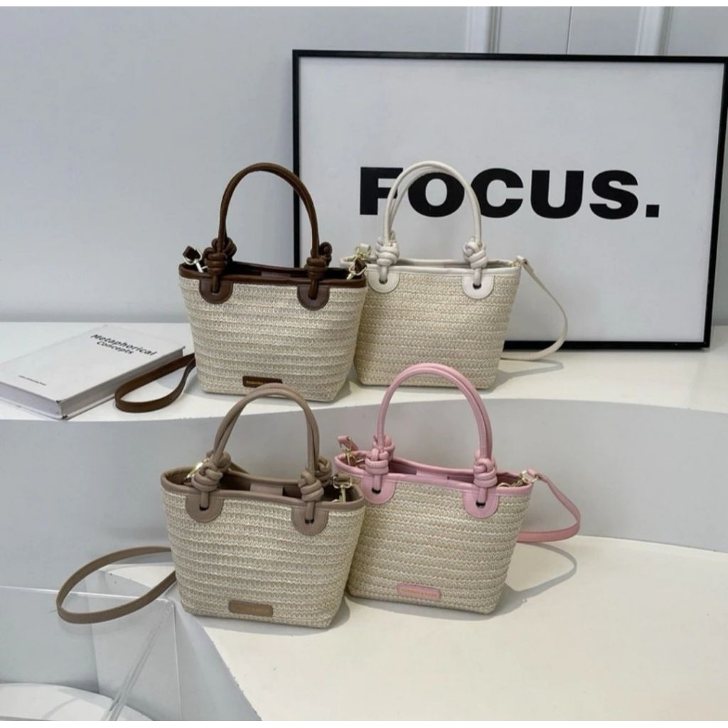 Tas Selempang Wanita Rotan Anyaman Tas Tangan Cewek Hand Bag Woven Tas Selempang Cewek Slingbag BZ 3