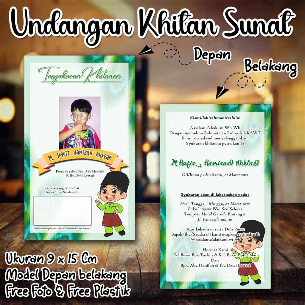 Undangan Khitan Kecil Custom Nama dan Foto ( 50 LEMBAR  ) Undangan Sunat