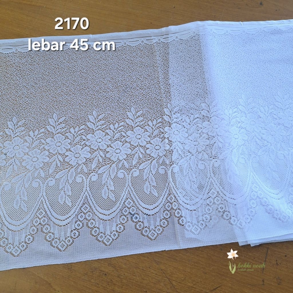 VITRASE PENDEK ATASAN meteran - gulungan  kode 2170 lebar 45 cm bahan kain poliester/ Poni tirai / T