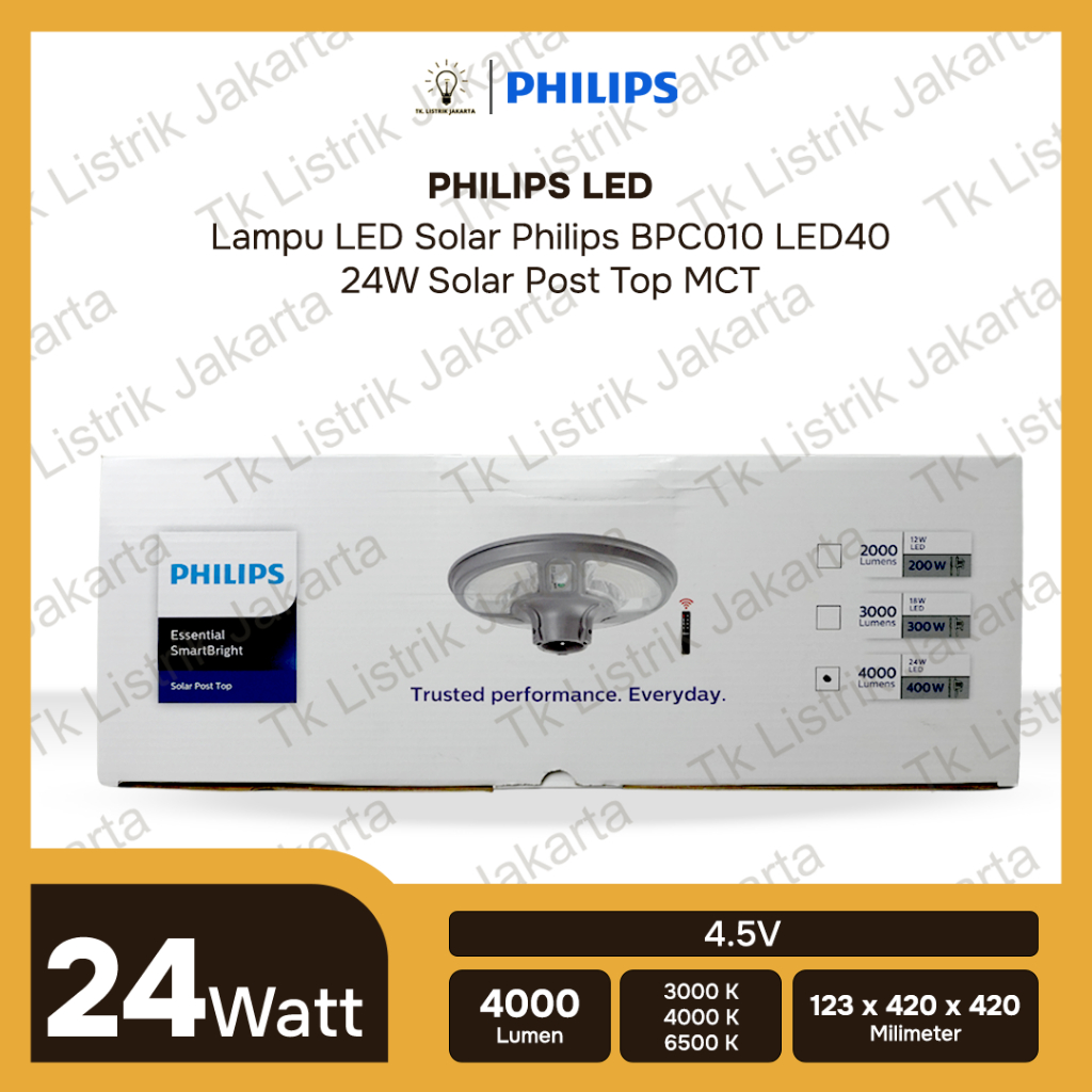 Lampu LED Solar Philips BPC010 LED40 24W Solar Post Top MCT