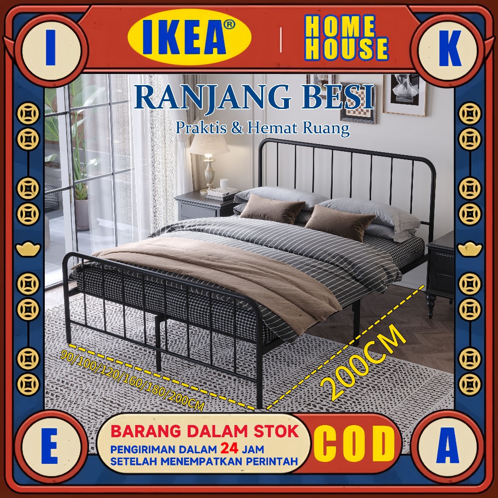 Tempat Tidur Besi Dipan Kasur 180x200 Ranjang Besi 160x200