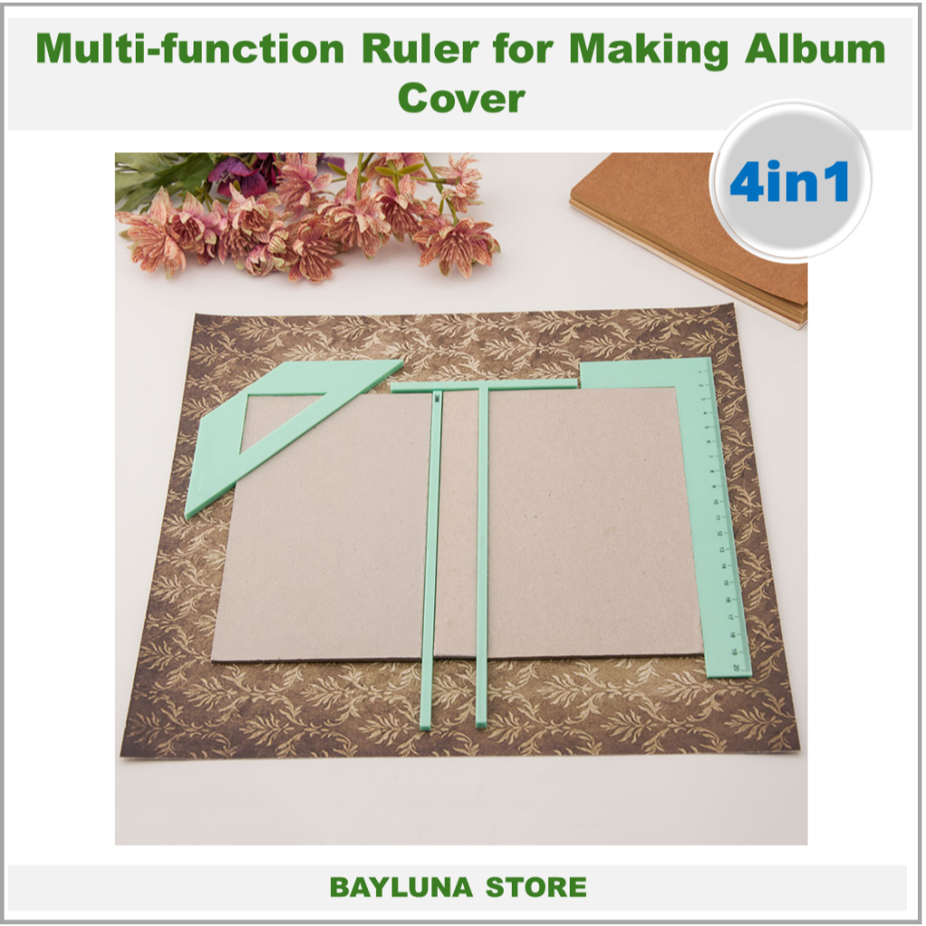 

BYL 4in1 Multifunctional Set Penggaris Jilid Buku With Case Set Ruler L & T Ruler, Spacing Guide, Corner Cutting Square - F06