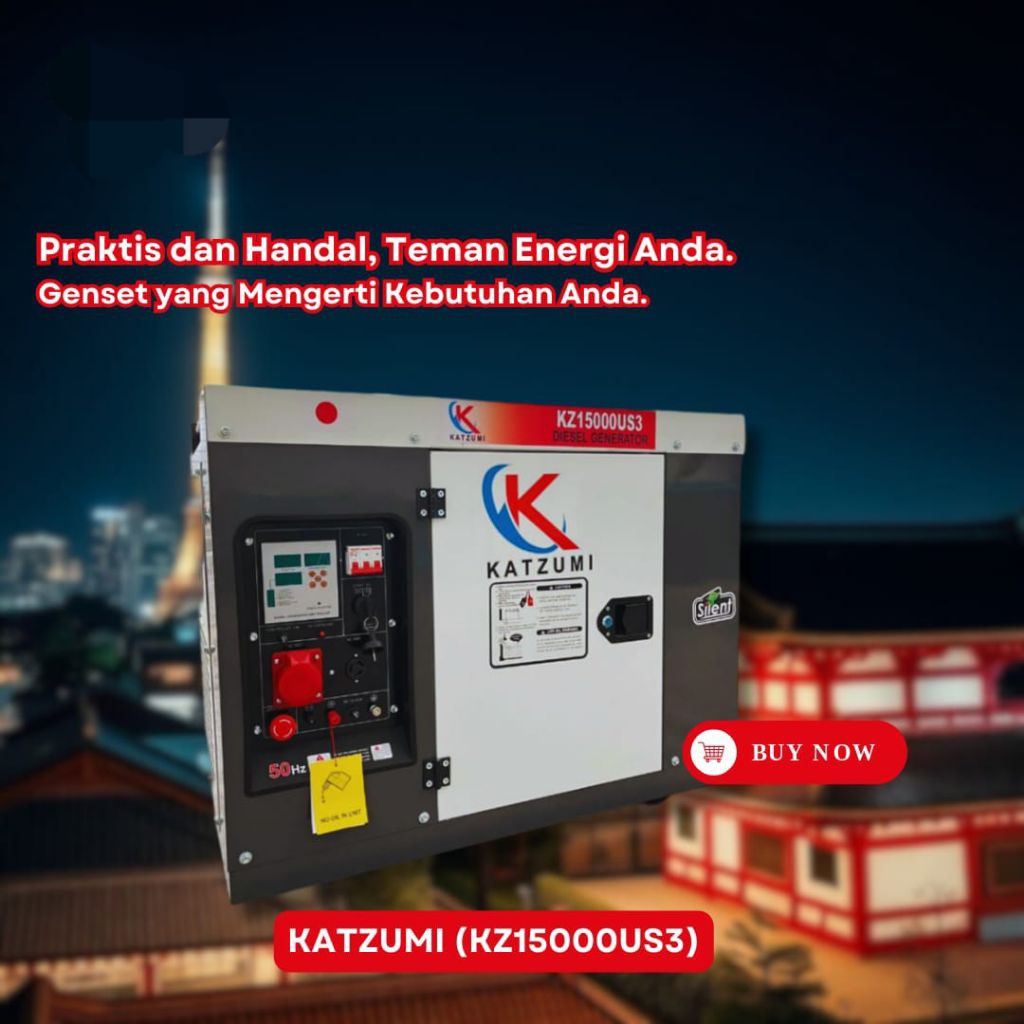 Genset Generator Set KATZUMI KZ-15000US3 Ultra Silent 10000 watt 12KVA 3 Phase