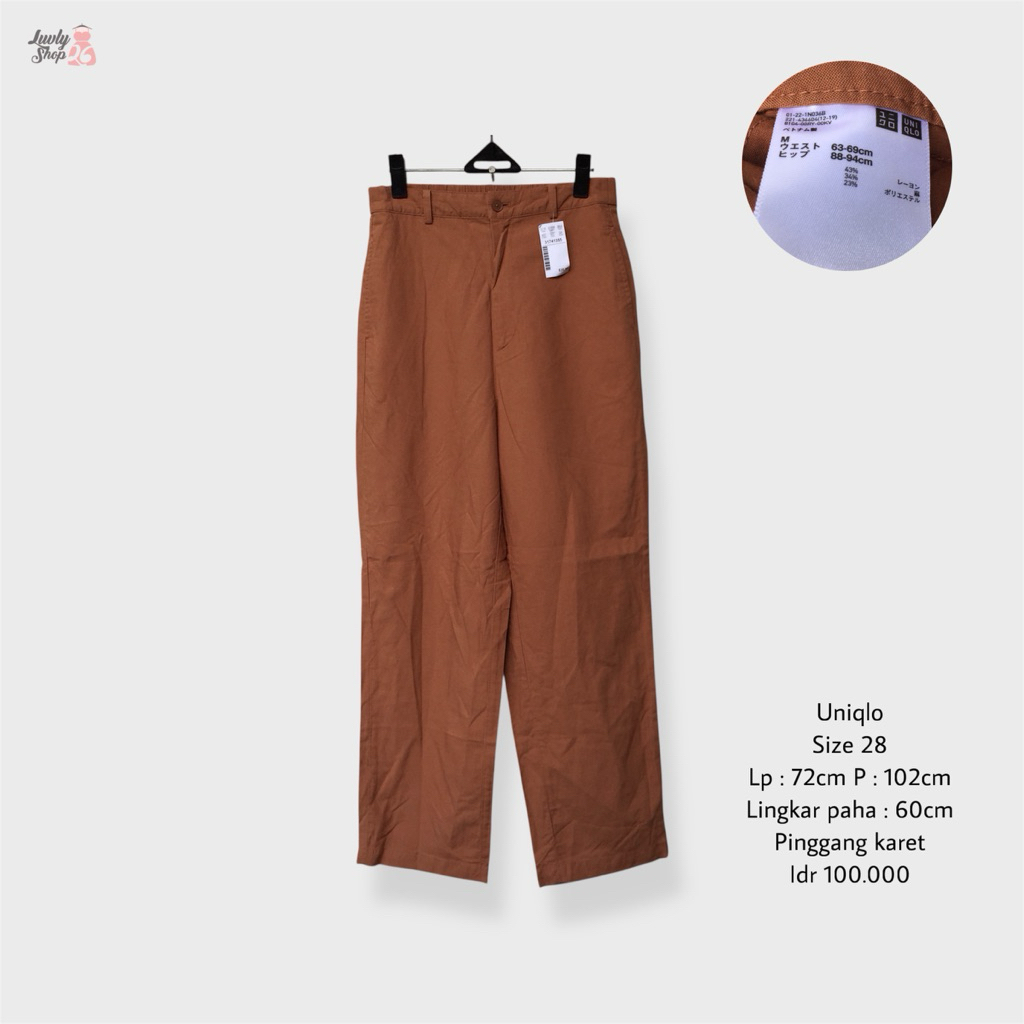 uniqlo celana kulot linen highwaist