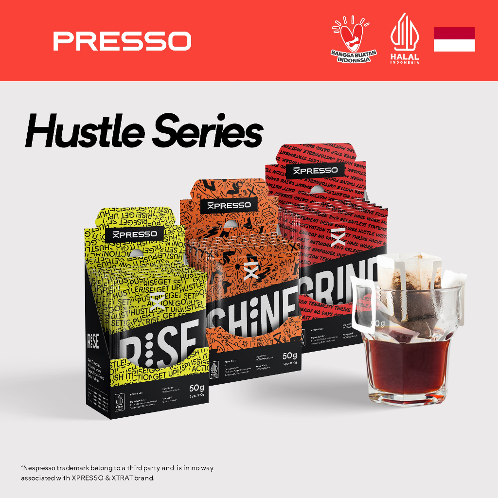

XPRESSO Drip Bag Coffee - HUSTLE SERIES - Kopi Drip 5 Pcs