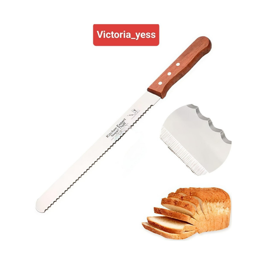 BREAD KNIFE DOUBLE SIDE 14" PISAU ROTI KUE WEDDING CAKE ULANG TAHUN