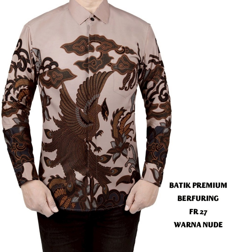 KEMEJA BATIK PRIA LENGAN PANJANG BAJU BATIK PRIA SLIM FIT PREMIUM FURING FORTUN REMO NUDE FR 27