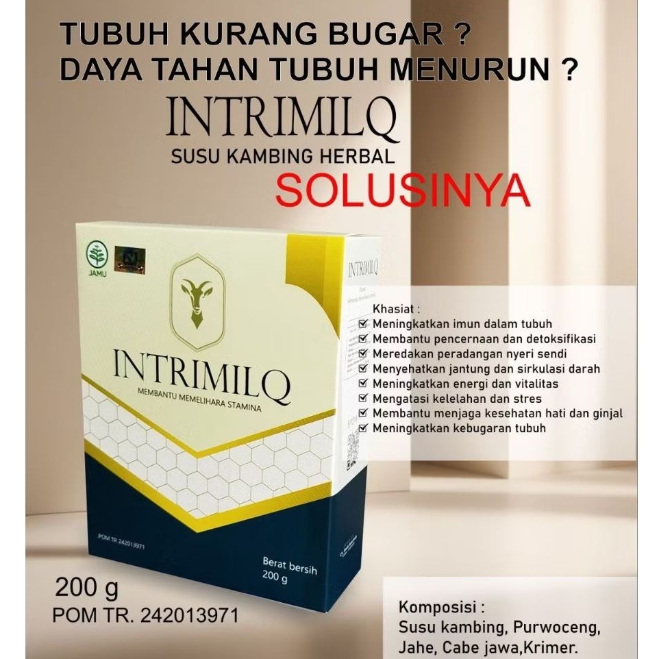 

Susu Kambing Plus Herbal INTRIMILQ Solusi Membantu Meningkatkan Setamina Pria Dan Menjaga Kebugaran Tubuh.