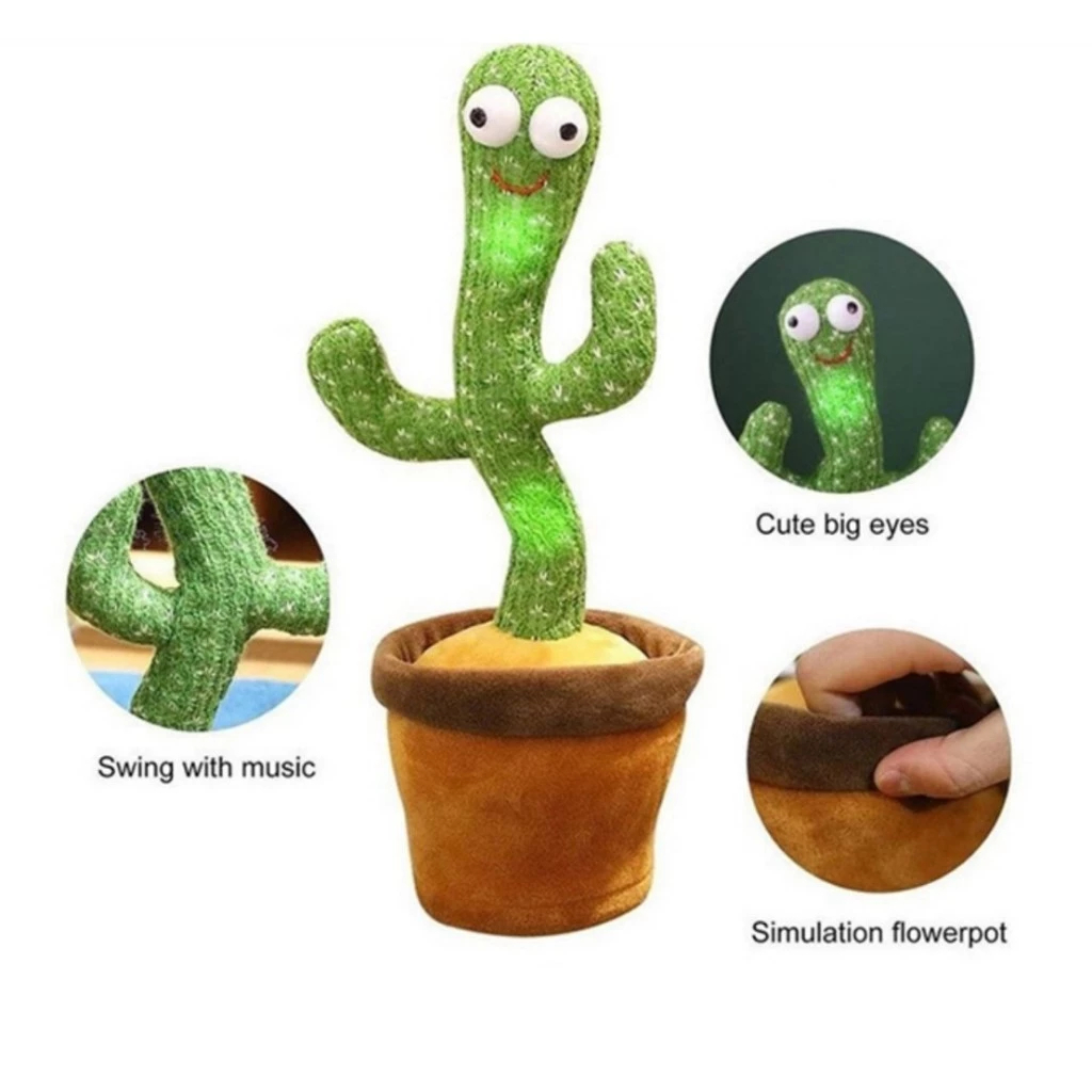 Mainan Anak KAKTUS HIJAU KAKTUS DANCING Kaktus Joget kaktus Goyang Bicara Cactus Boneka Kaktus Bicar