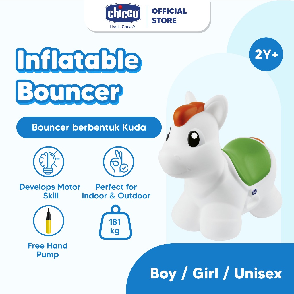 CHICCO Toy Inflatable Bouncer 2Y+ / Kuda Kudaan Anak / Kuda Kudaan Karet / Kuda Karet Mainan Anak