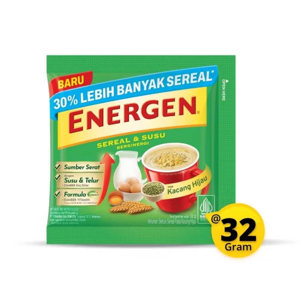 

ENERGEN SUSU SEREAL RASA KACANG HIJAU HARGA PERENCENG 23.500 isi 10pcs