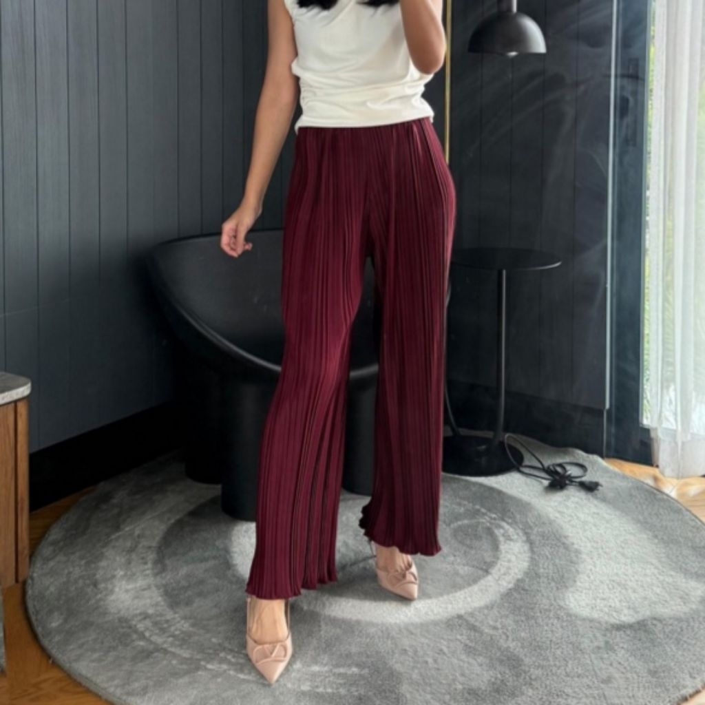 CELANA KULOT PLISKET BB WANITA | CELANA PANJANG KULOT BERGELOMBANG BAWAH |CELANA KULOT MODEL KEKINIA