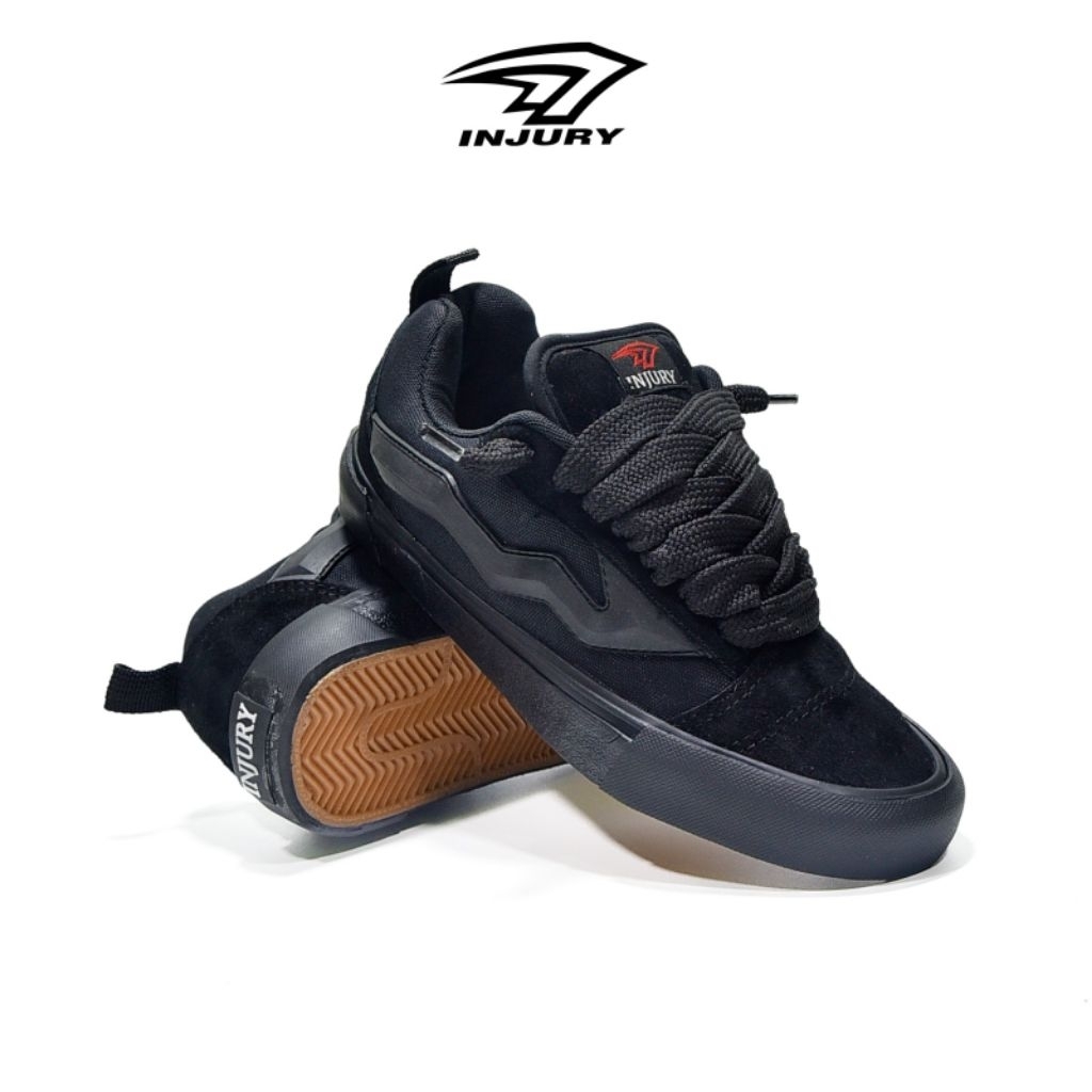 Injury - Sepatu Sneaker Unisex Sepatu Sekolah Pria Wanita Gen Everest Full Black
