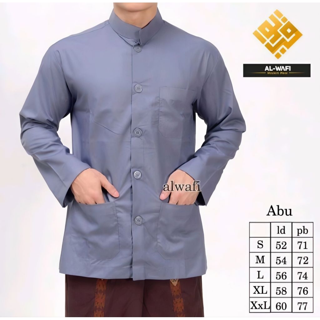 big promo baju muslim koko haibah model ammu saku depan koko pria lengan panjang toyobo size s m l