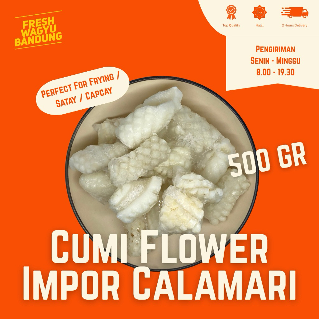 

CUMI FLOWER IMPOR CALAMARI FRESH Squid Kembang Seafood Premium