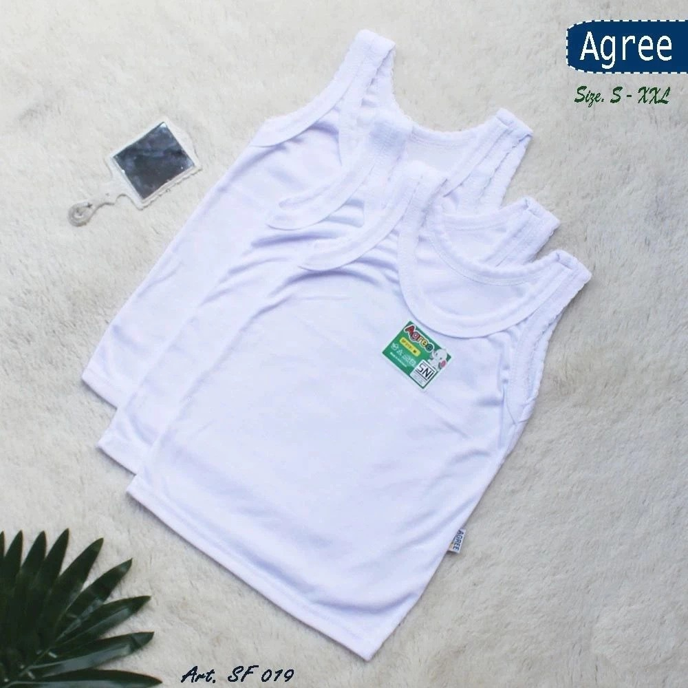 3pc Singlet Agree SF 019 | Singlet Anak Agree | Kaos Dalam Agree | Kaos Singlet | Kaos Agree Kids