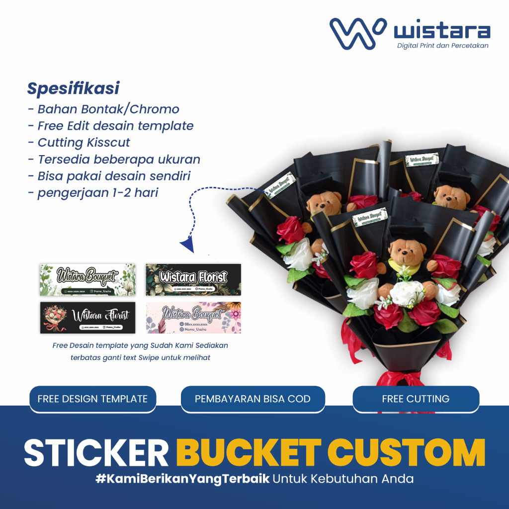 

Stiker Buket Custom Stiker Bucket Bunga Wisuda Happy Graduation