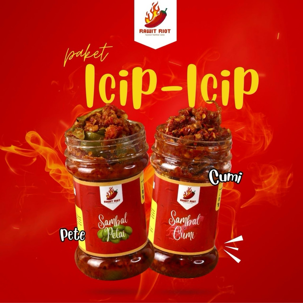 

RAWIT RIOT - PAKET ICIP-ICIP Sambal Pete & Sambal Cumi 130gr Sambel Botol Siap Saji