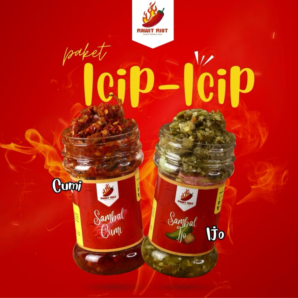

RAWIT RIOT - PAKET ICIP-ICIP Sambal Cumi & Sambal Ijo 130gr Sambel Botol Siap Saji